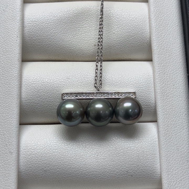 颈饰银S925镶嵌海水珍珠大溪地 8-9mm 40号