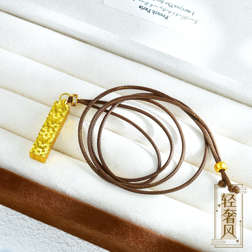  【矿金手工制作】碎冰冰暴富小金条项链招财轻奢高级感小金条锁