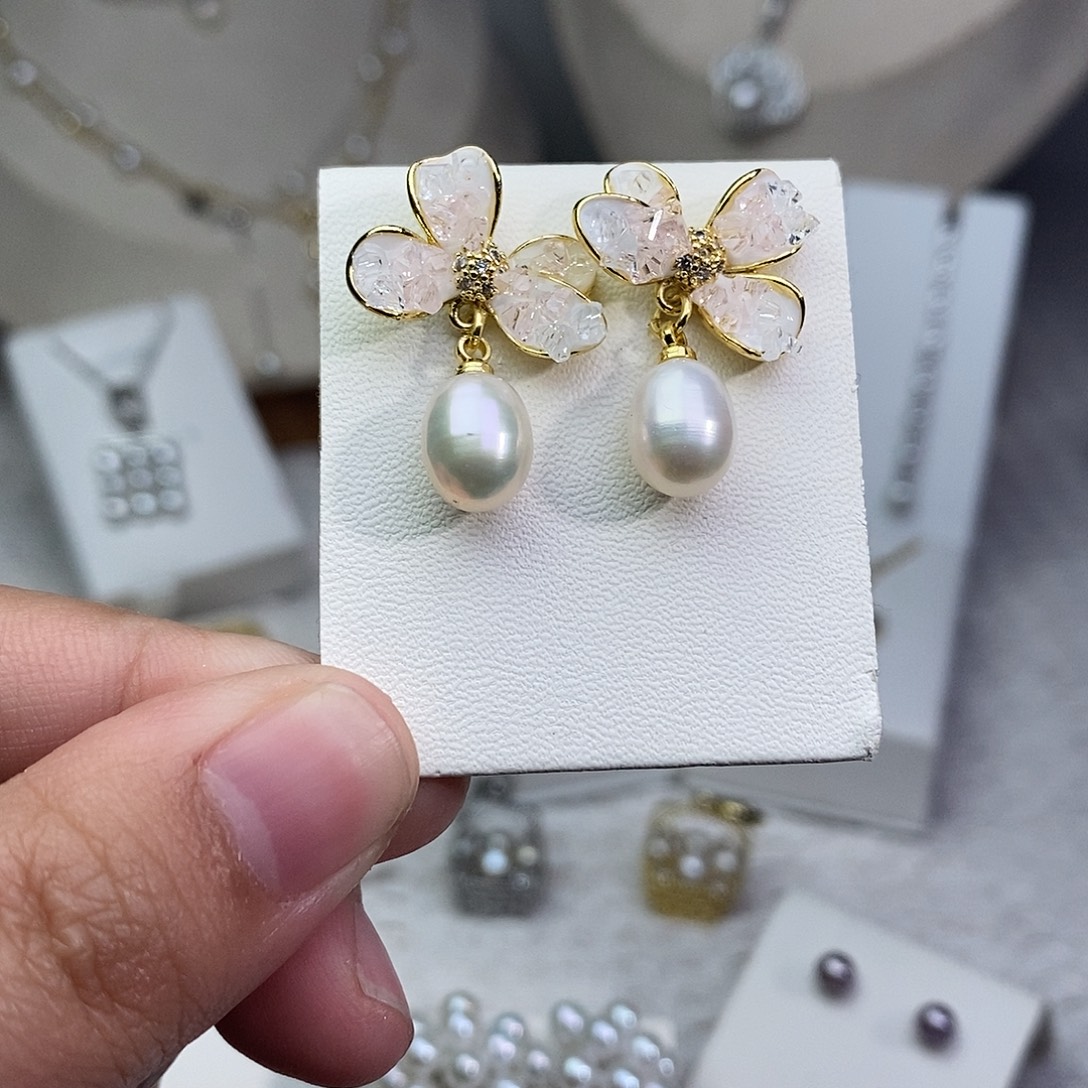 耳饰淡水珍珠银S925镶嵌