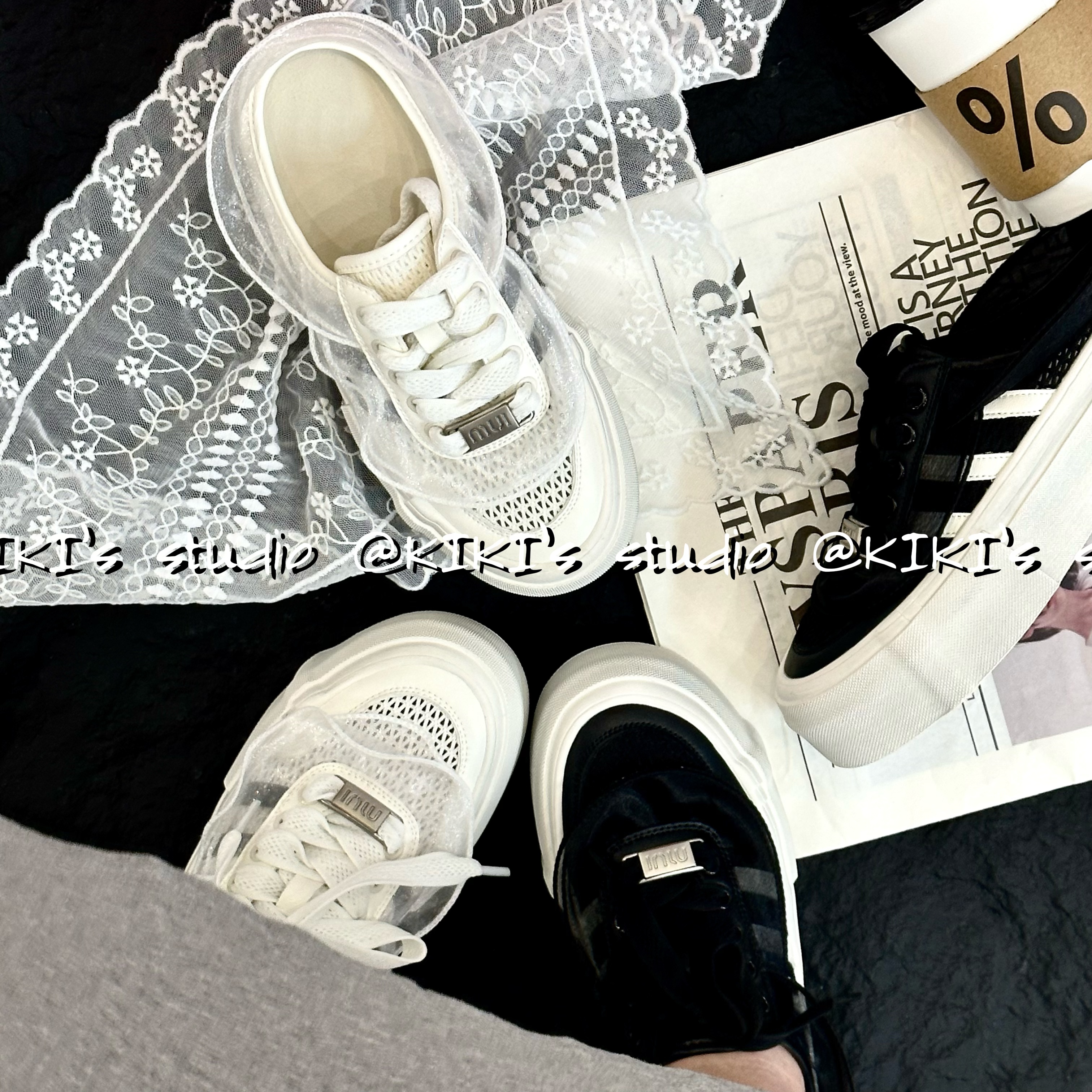  ‘夏日水母’+4CM｜做旧包头拖鞋一脚蹬半拖女鞋网面透气板鞋【KIKI】