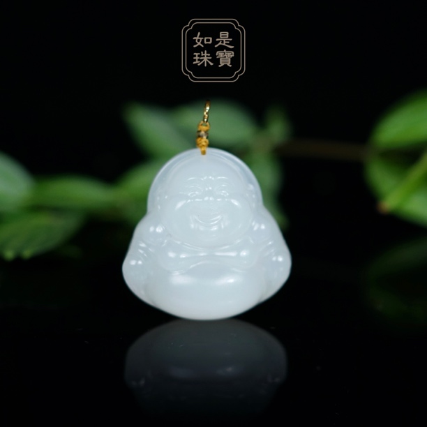 收藏级和田玉老坑料羊脂玉高润厚装弥勒佛佛公挂件吊坠