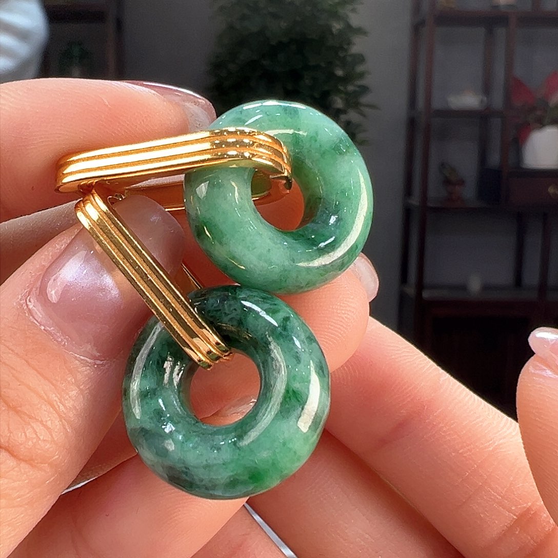 翡翠耳饰银S925镶嵌耳环56