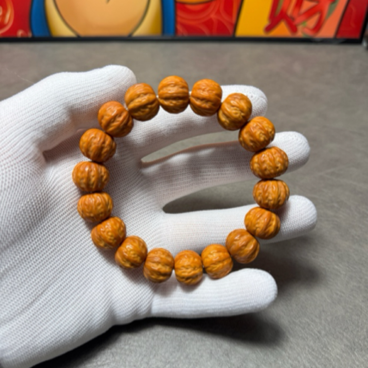 【菩念文玩】微瑕京八棱猴头雕刻手串手串15mm左右