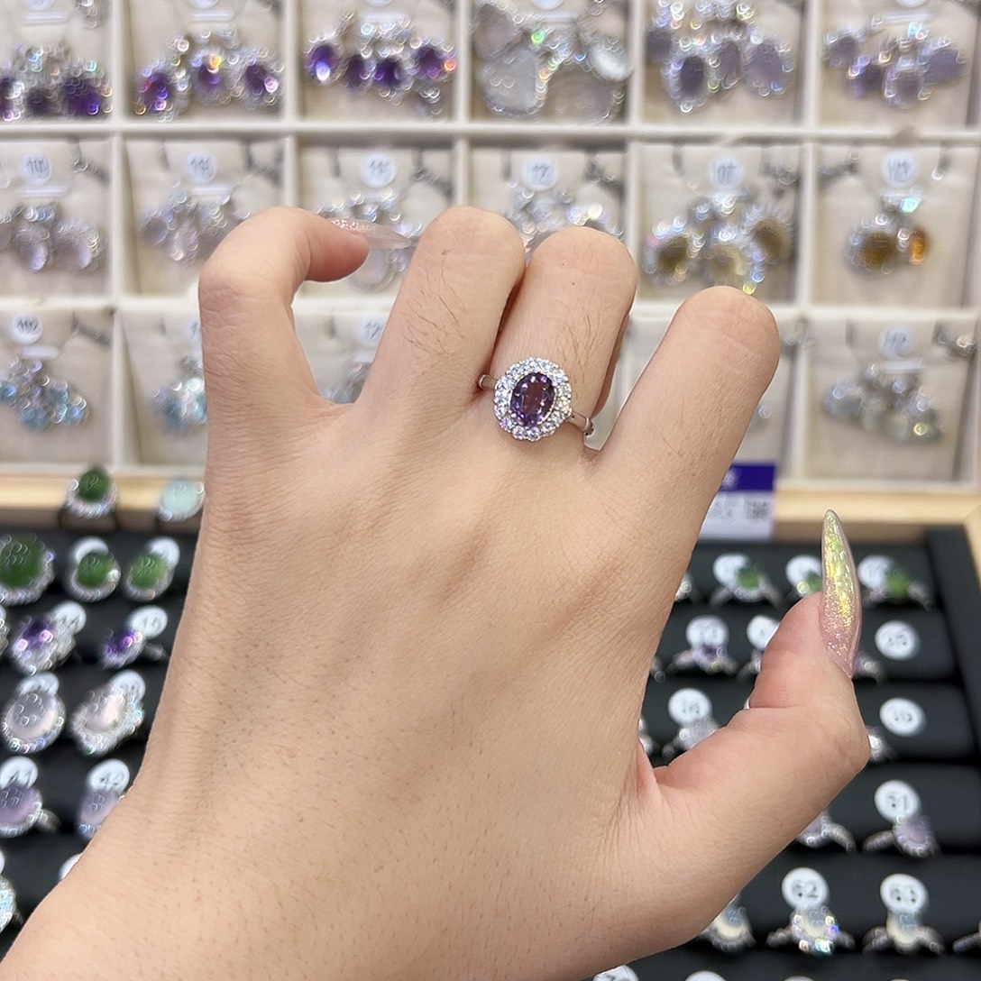 戒指银S925镶嵌水晶