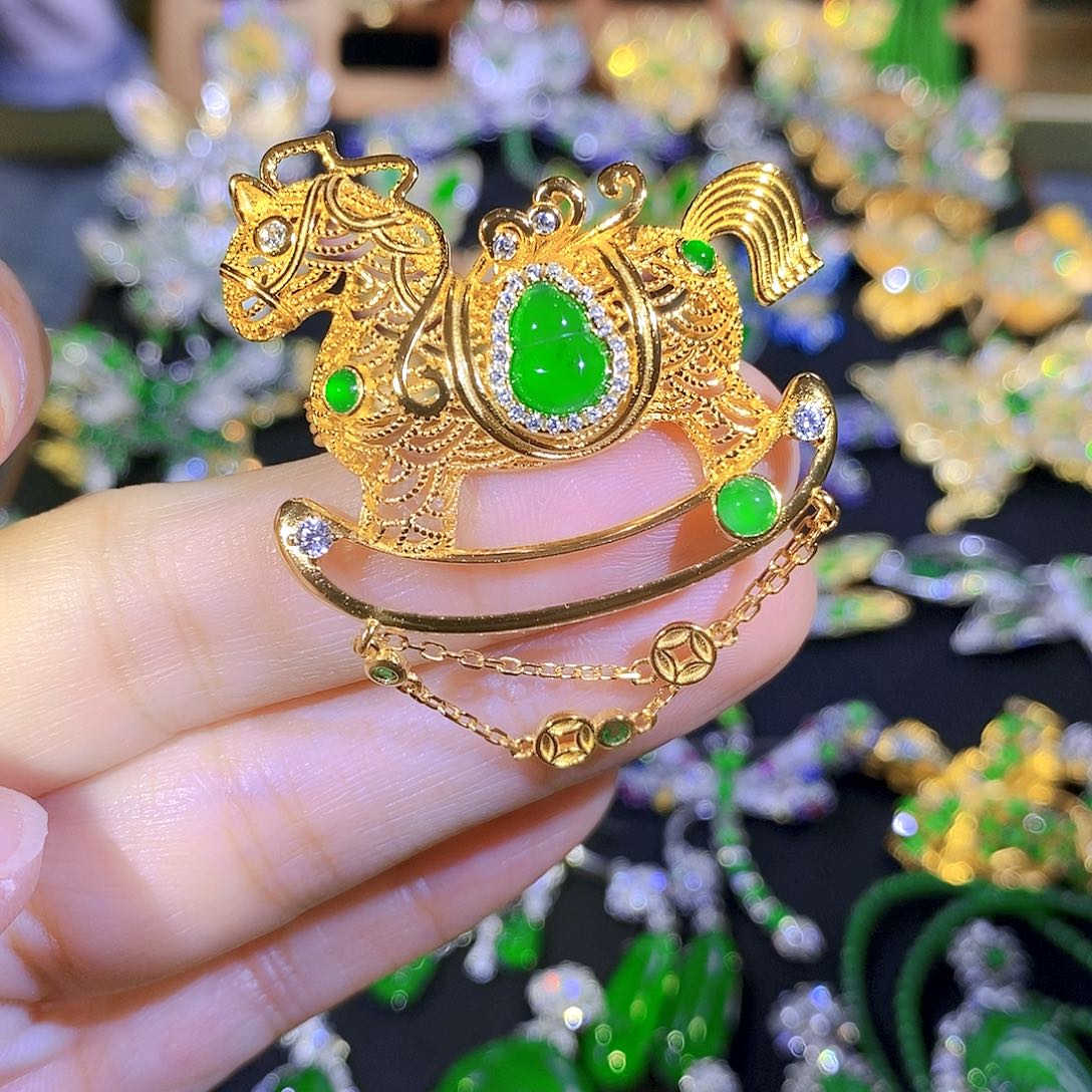 吊坠(不含链)银S925镶嵌翡翠