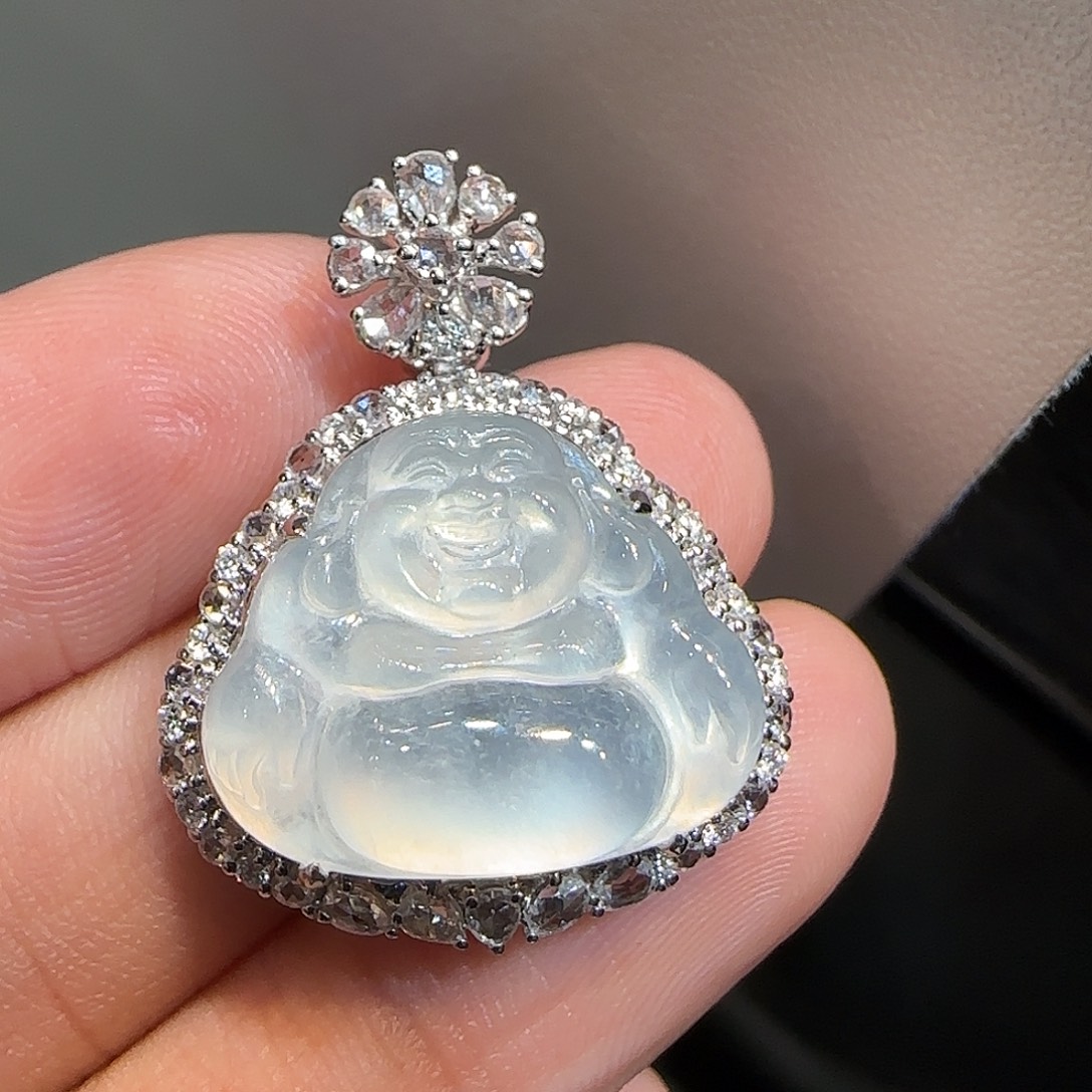 翡翠18K金镶嵌吊坠(不含链)佛公