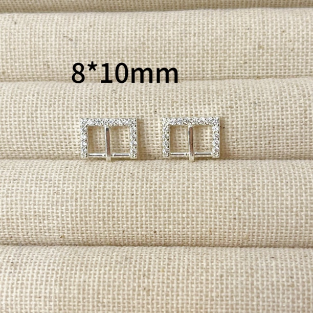 左夕P2381【2个银底冰雪方方编绳表扣】铜镀银高保色Diy配饰