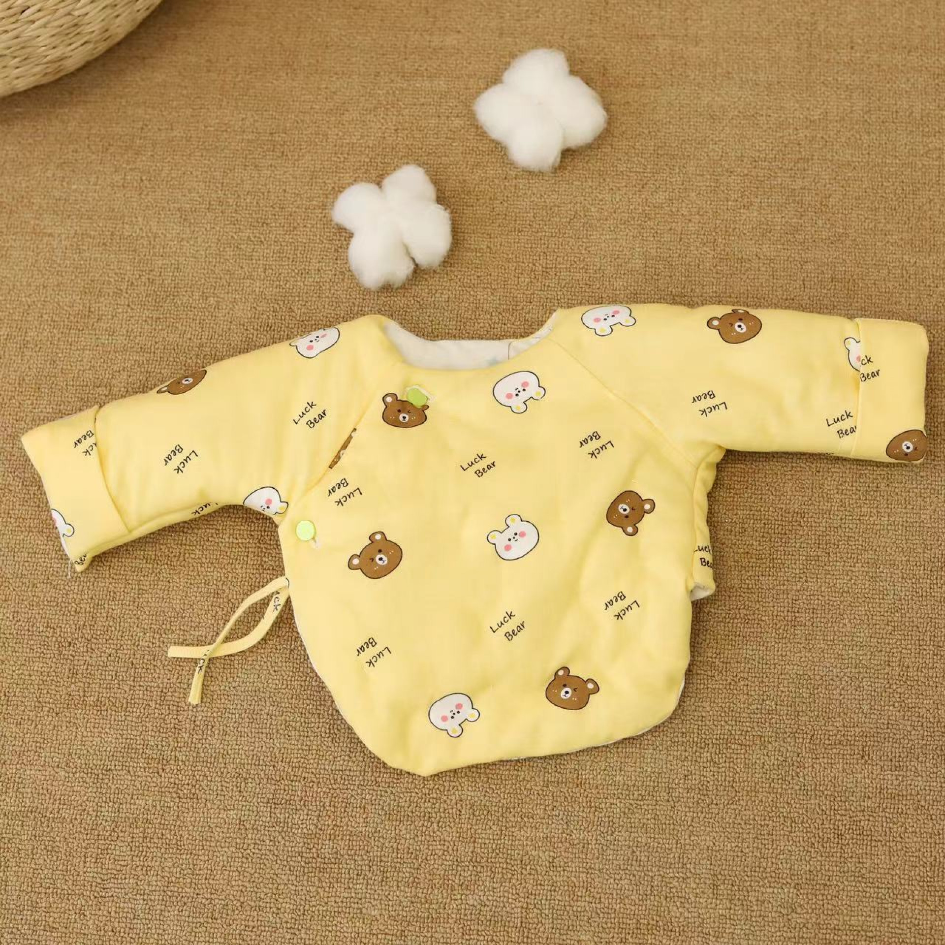 新生儿棉花手工加厚半背衣 宝宝保暖半背衣 0-3月秋冬衣服