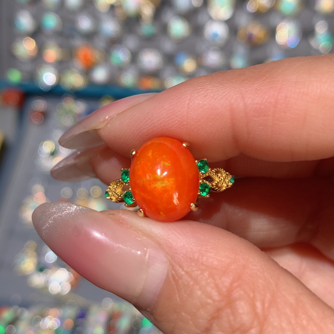 欧泊福利戒指银S925镶嵌