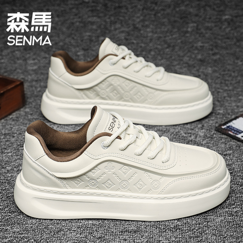 SENMA/森马男鞋冬季百搭休闲低帮白色板鞋男士运动厚底增高小白鞋