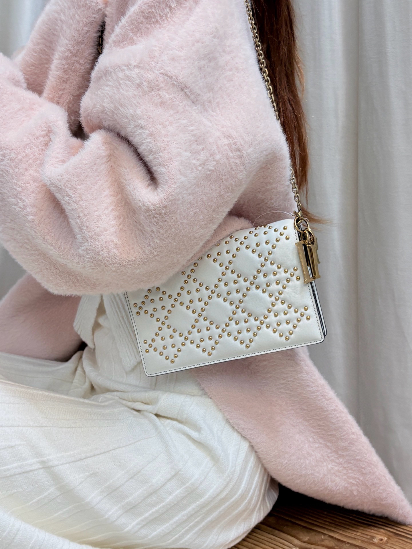 95新 DIOR/迪奥 dior 白金铆钉woc斜挎包(K)