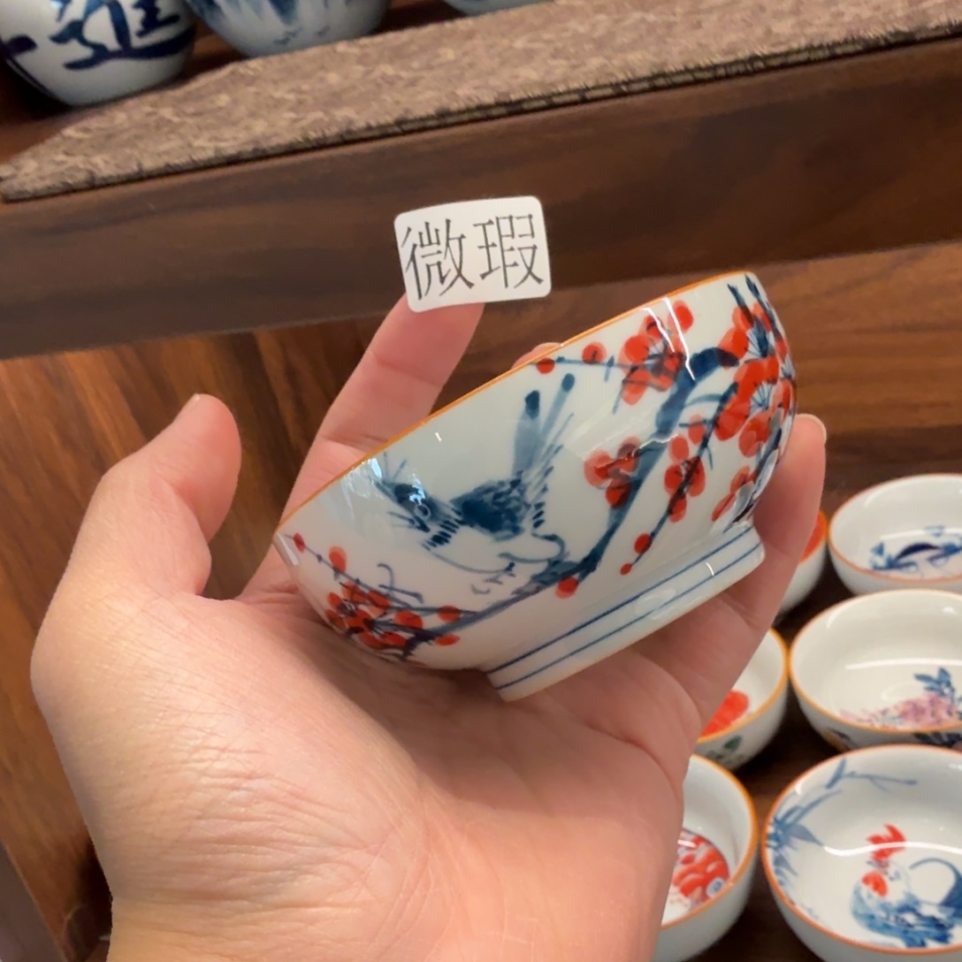 釉下手绘茶具微瑕