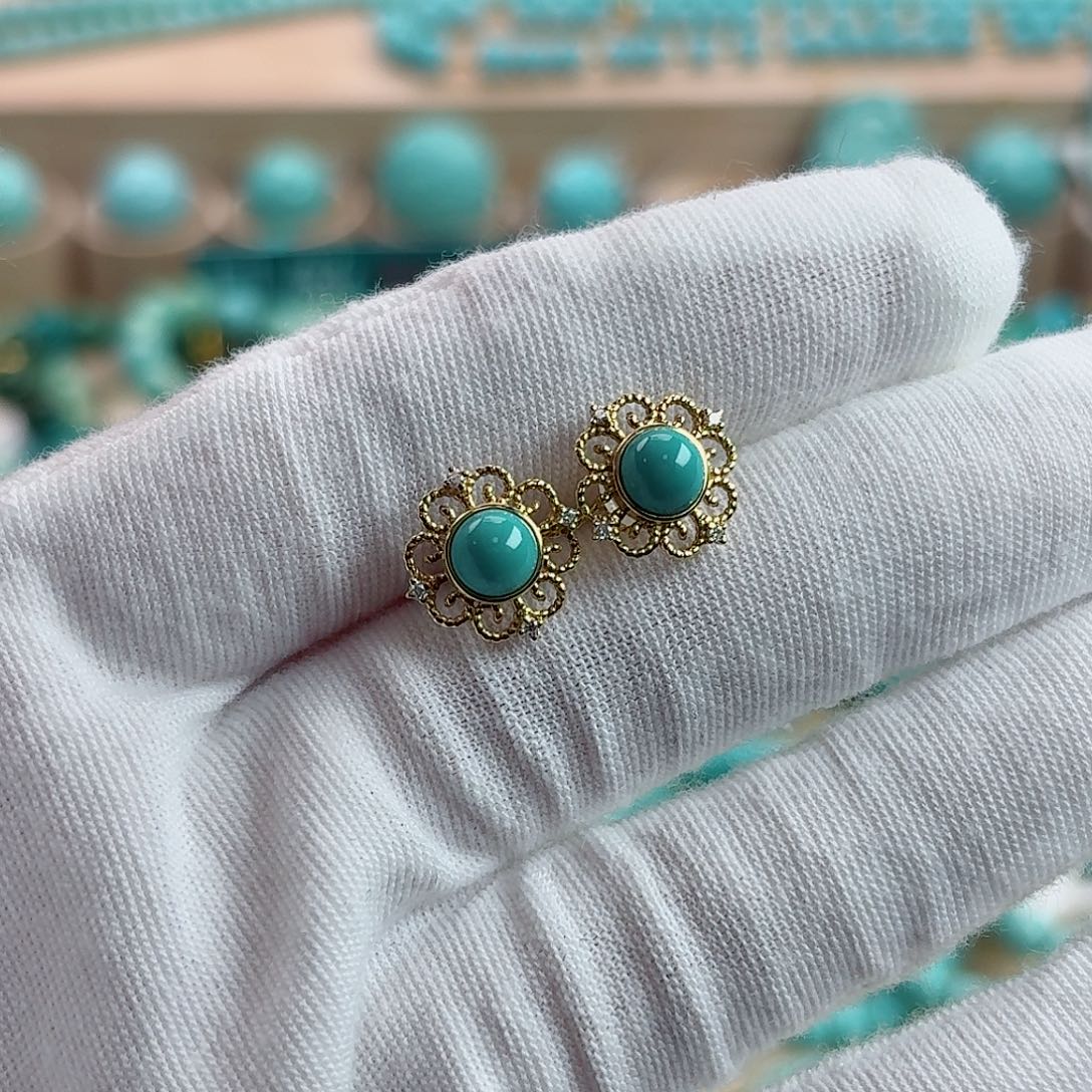 绿松石18K金镶嵌珠宝奇石