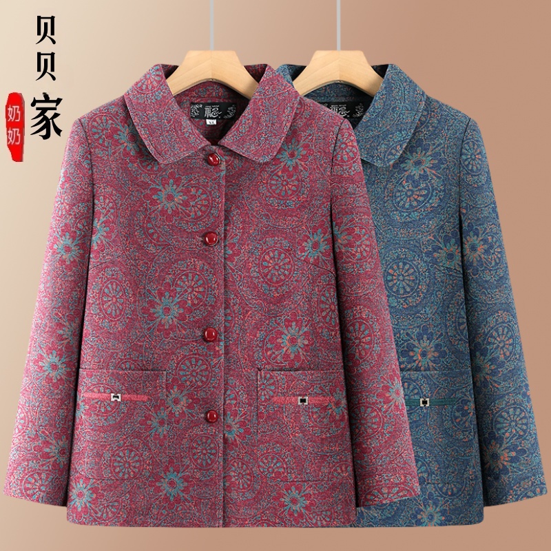 中老年人秋装女外套奶奶装老太太翻领妈妈春秋款宽松老人衣服上衣
