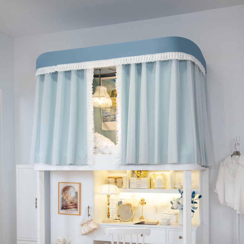 u型全包轻法式遮光防蚊学生遮光床幔支架优雅加厚学生宿舍拼色