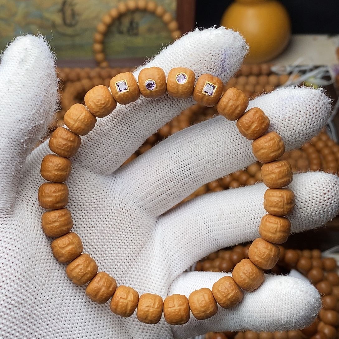 猴头核桃吊坠手工饕餮镶嵌24k