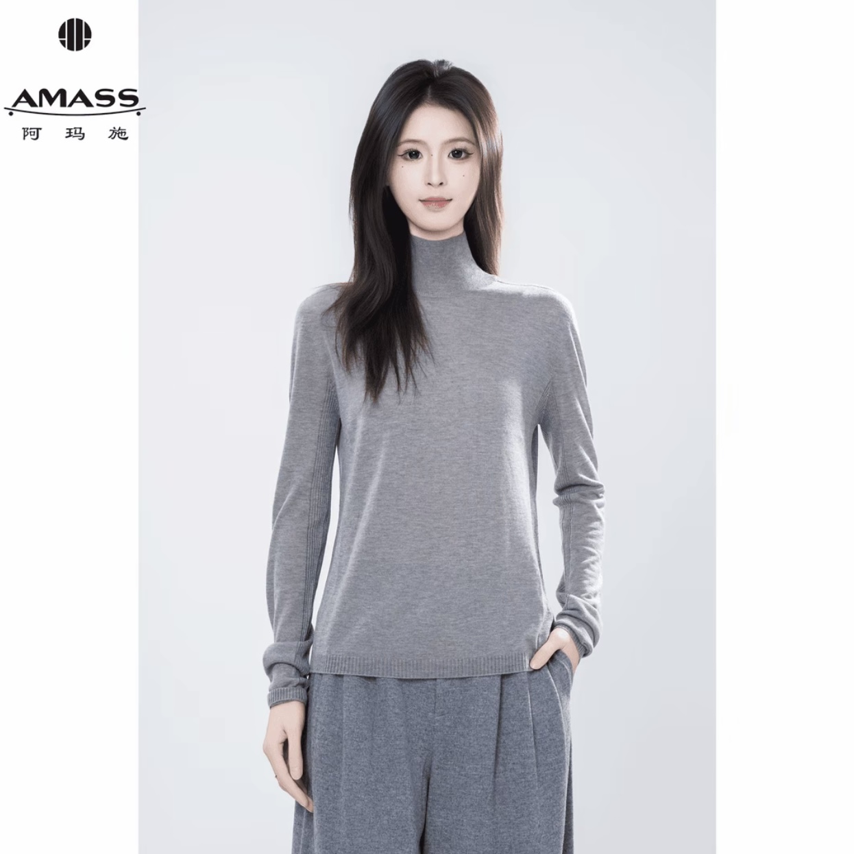 AMASS/阿玛施新款针织衫柔软秋冬半高领针织打底衫538092-4T16531