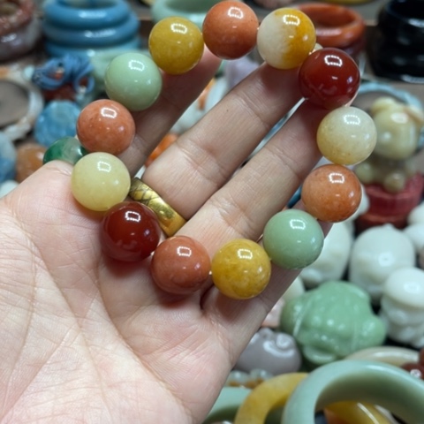 合金石英质玉（黄龙玉）手链