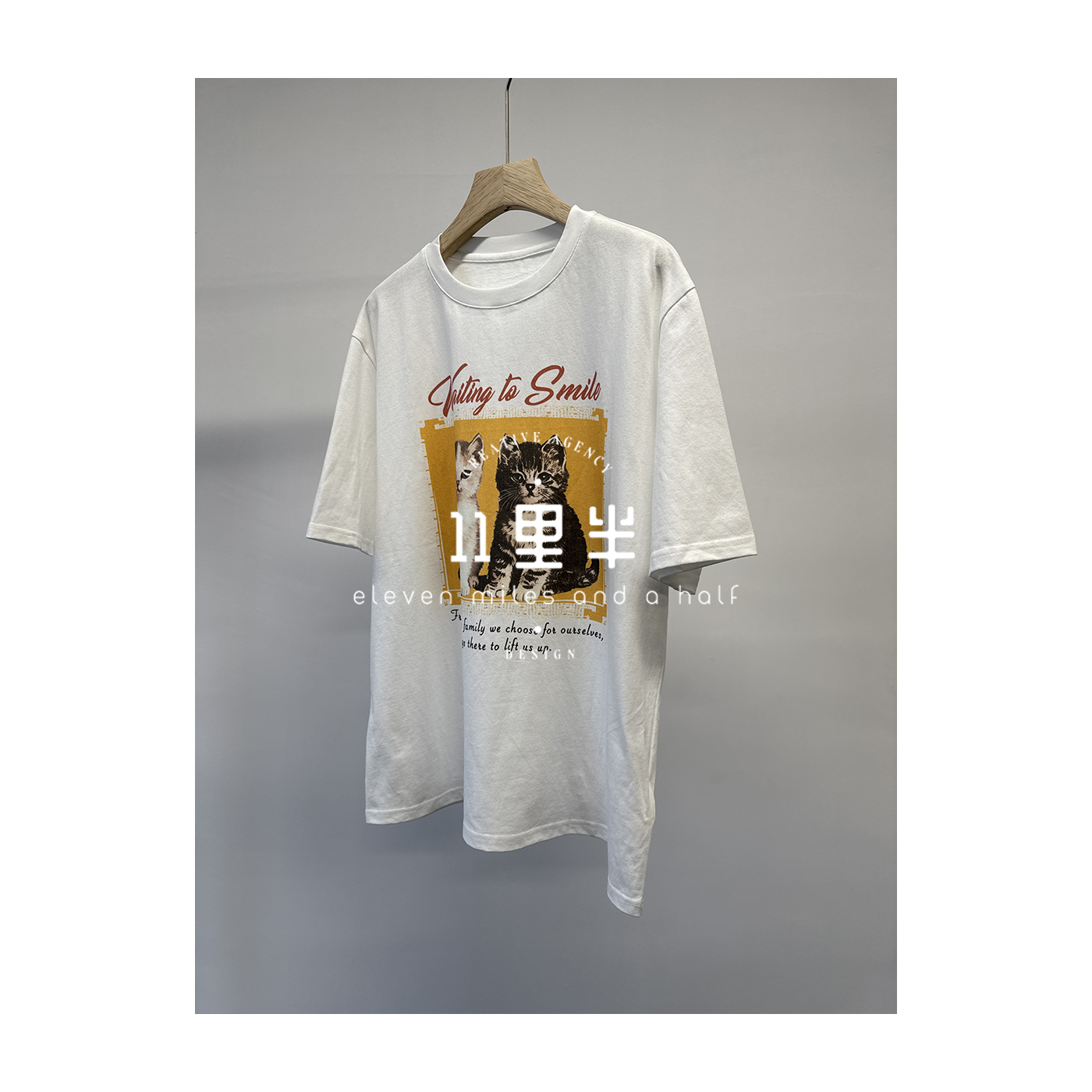 11里半&如懿优品【猫】夏季休闲百搭韩版卡通时尚圆领短袖T恤
