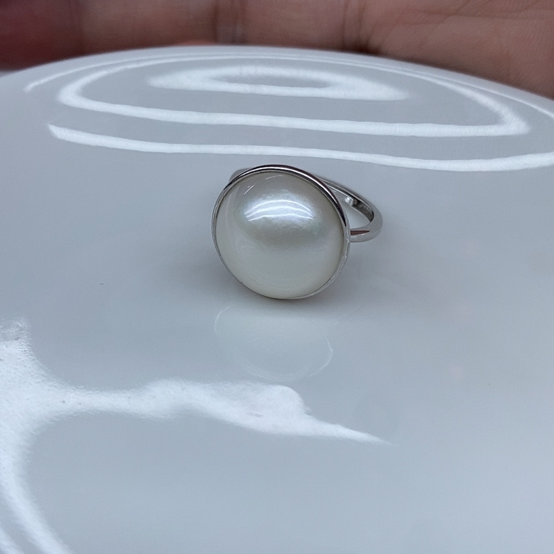 拼合珍珠（马贝珠）戒圈银S925镶嵌