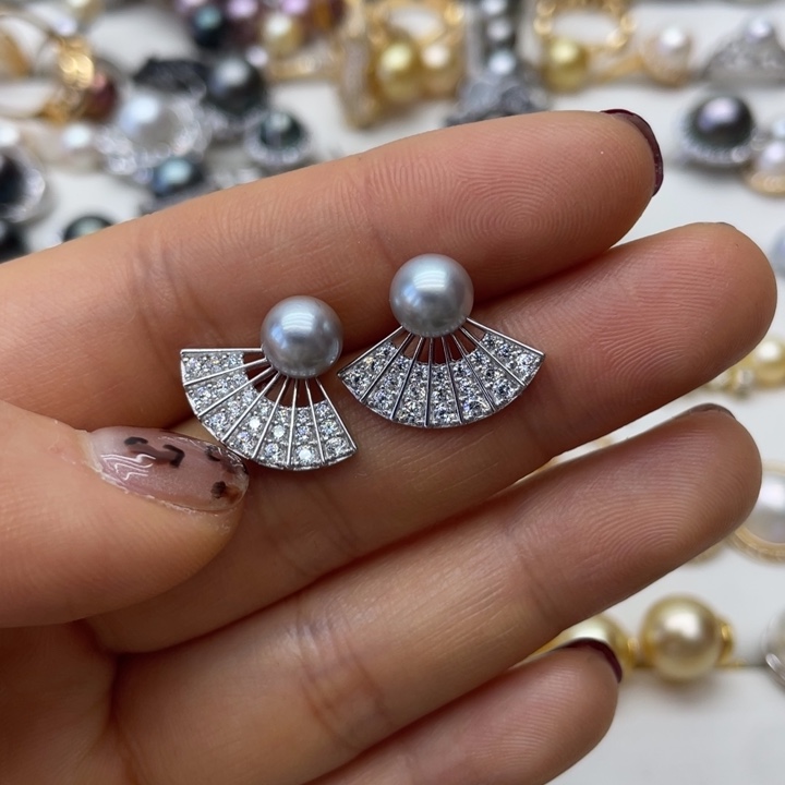 海水珍珠耳饰银S925镶嵌