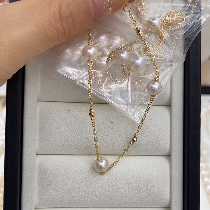 海水珍珠手绳银S925镶嵌随机发