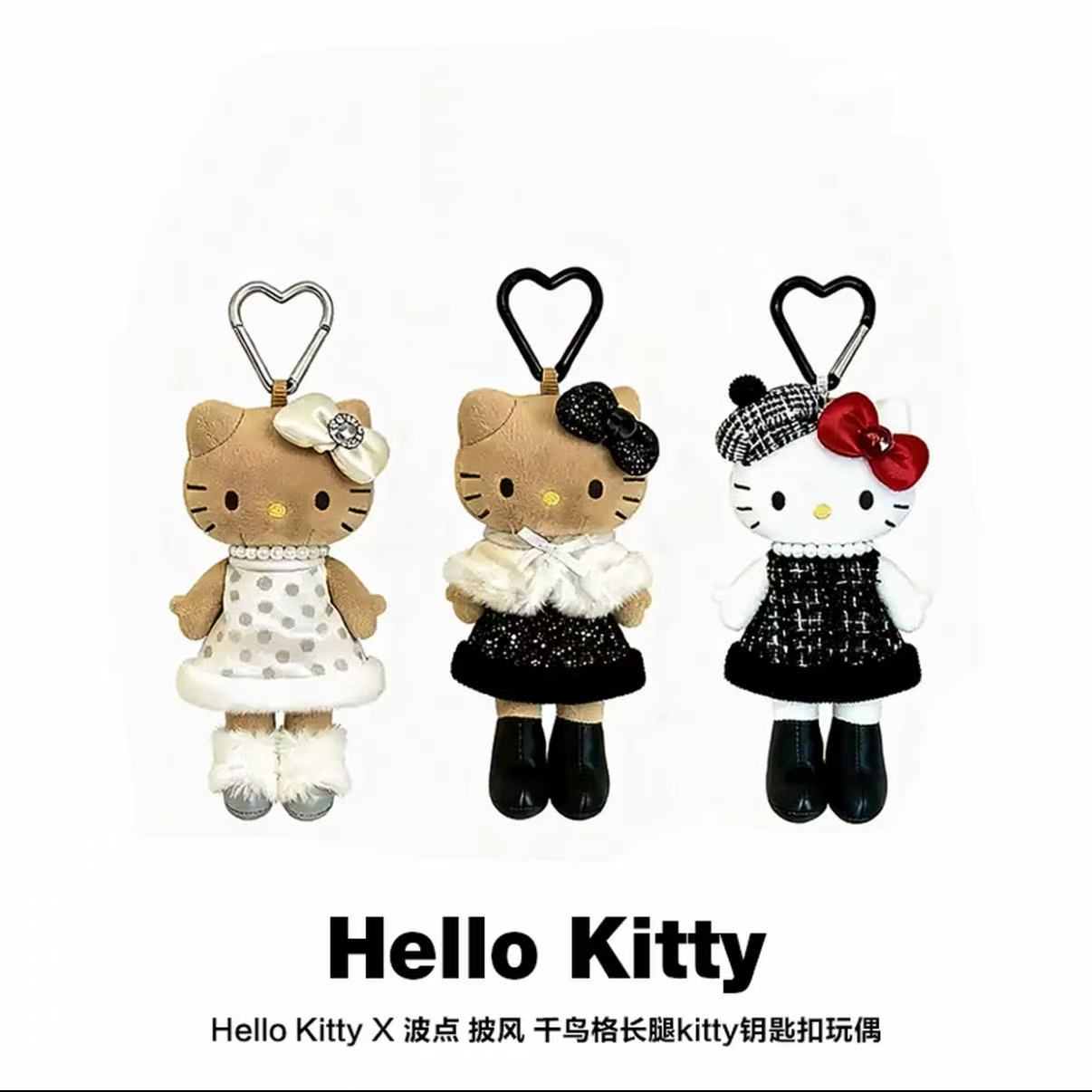 【Jessie专属】HelloKitty 黑皮披风波点 长腿kitty  kitty潮玩挂件
