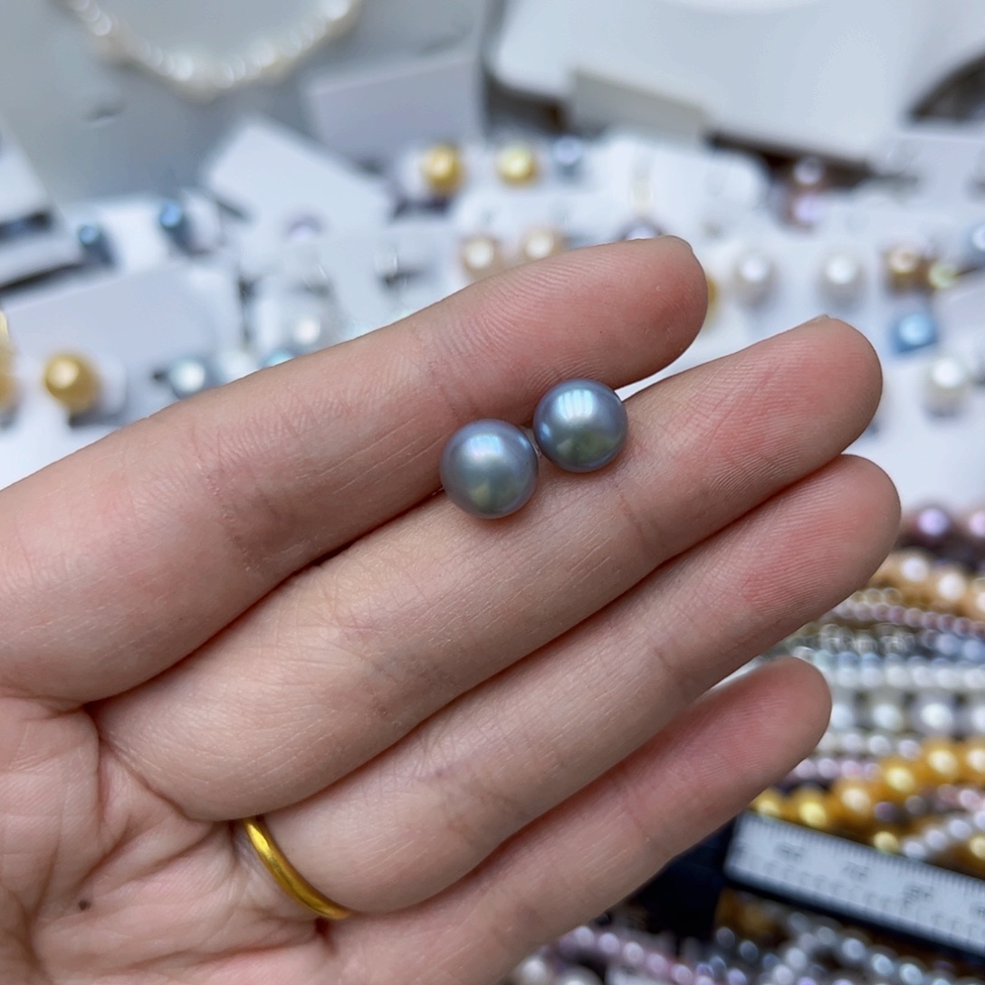 淡水珍珠耳饰银S925镶嵌