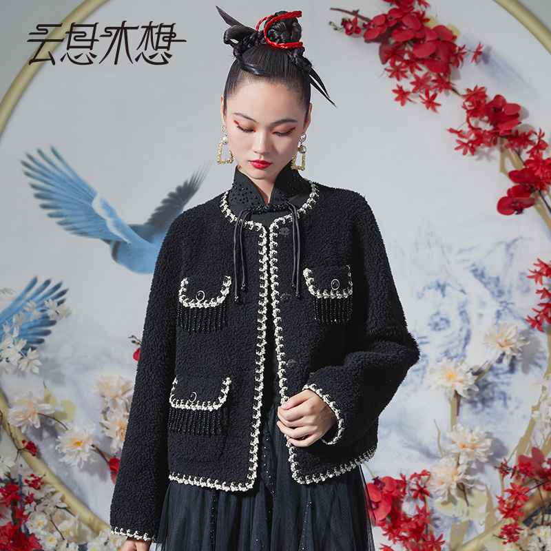 云思木想 公主殿下 秋冬绵羊毛织带流苏女士小香毛呢外套10868