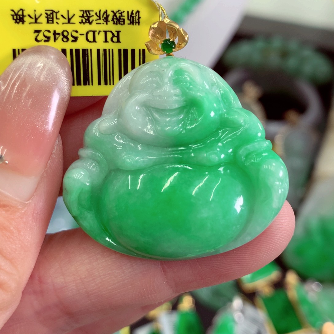 翡翠18K金镶嵌吊坠(不含链)