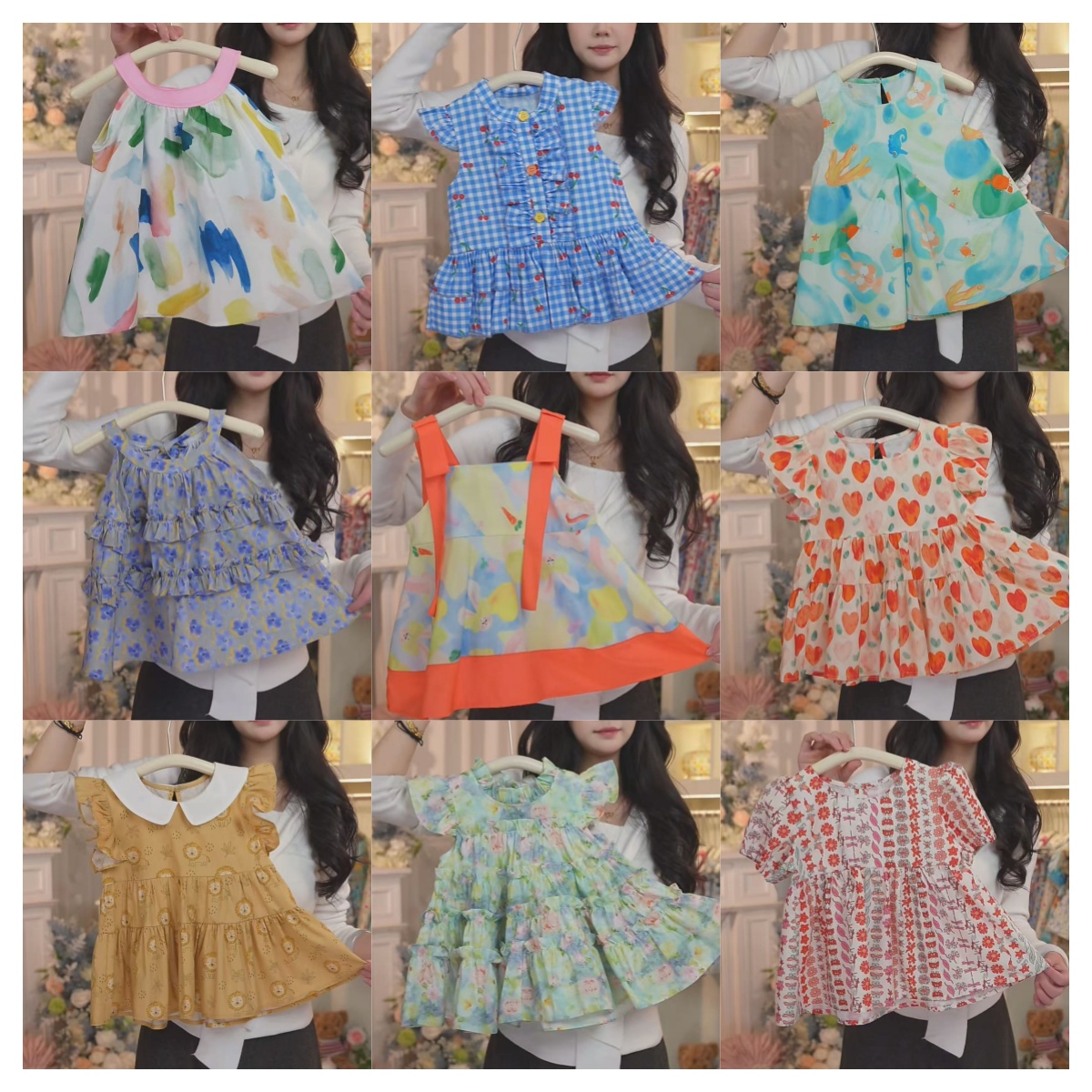 瑞果麻麻【组合链接】2025新款夏款洋气碎花时尚女童小裙子