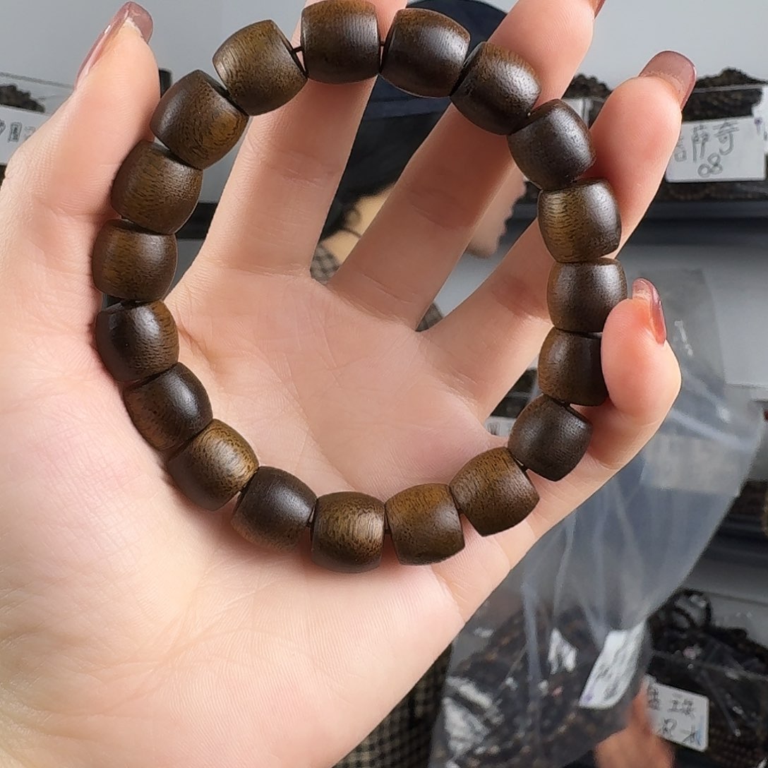 沉香香囊沉香白棋鼓珠单圈卡12发一沉水级