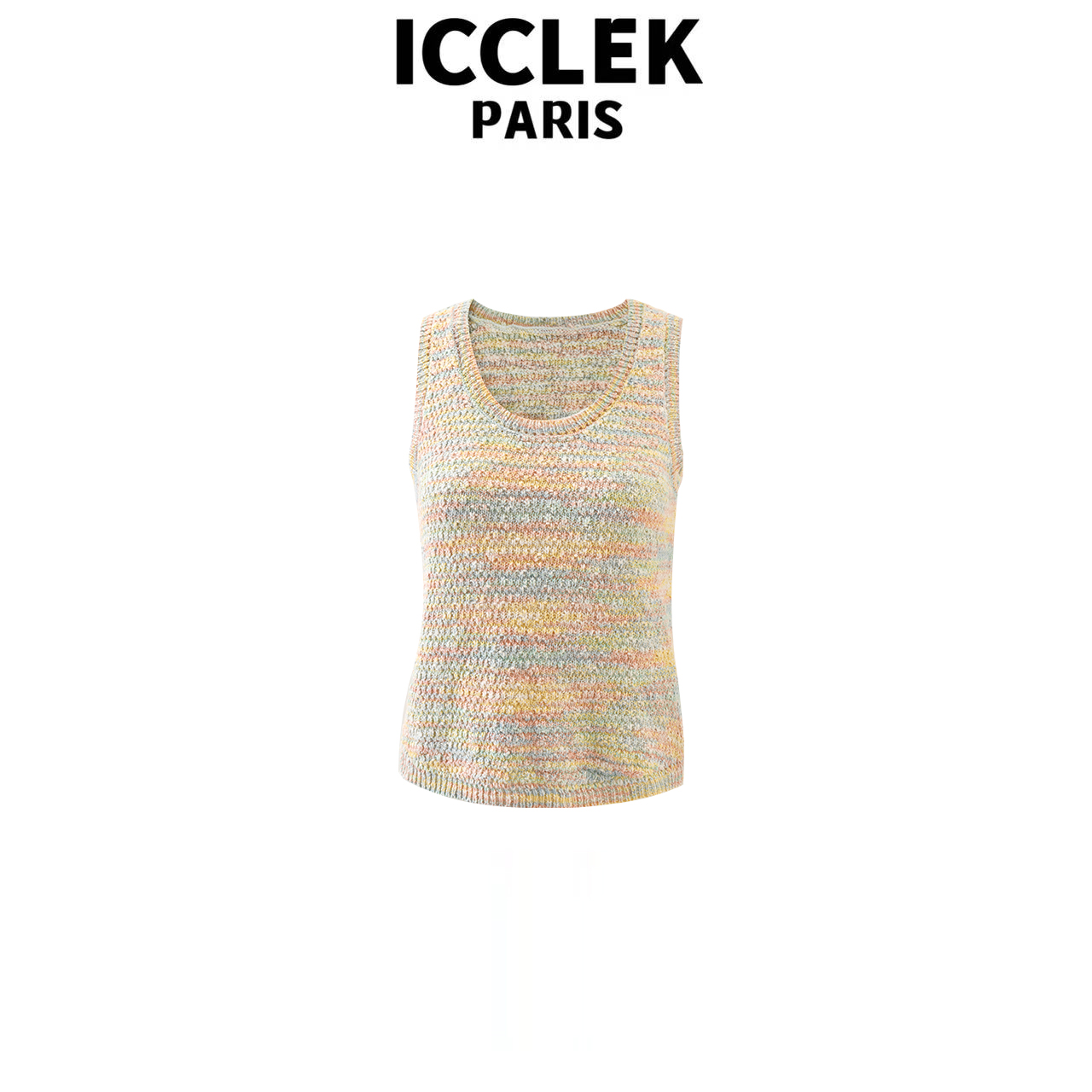  ICCLEK 圆领套头彩色针织背心无袖休闲百搭夏季显瘦上衣 -  2551