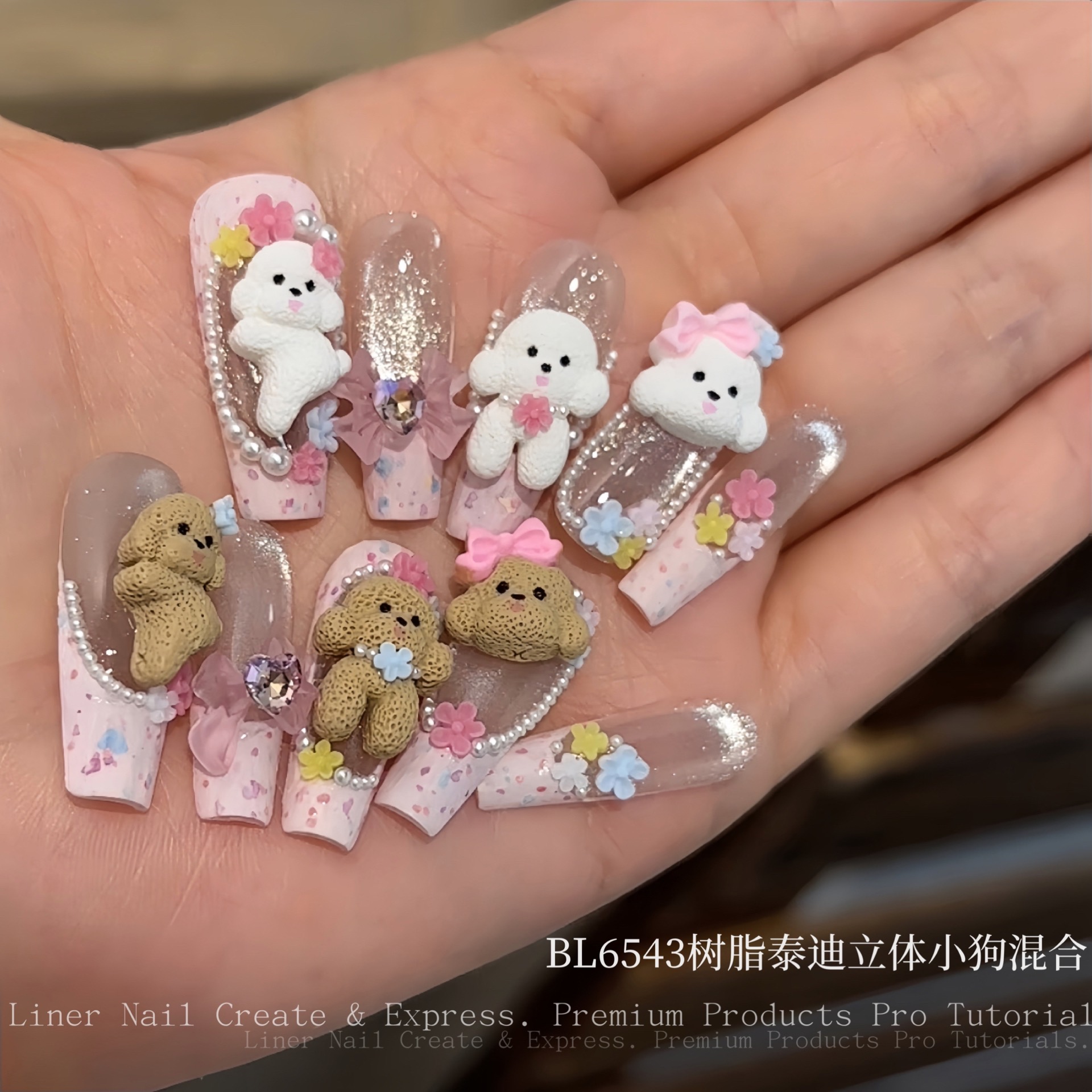 BL6543树脂泰迪立体小狗混合20颗小熊可爱（满28元包邮）美甲饰品