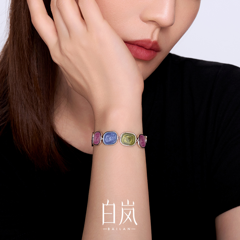 925银手链 【5月上新】白岚厝色手链925银设计首饰女小众轻奢SL3893