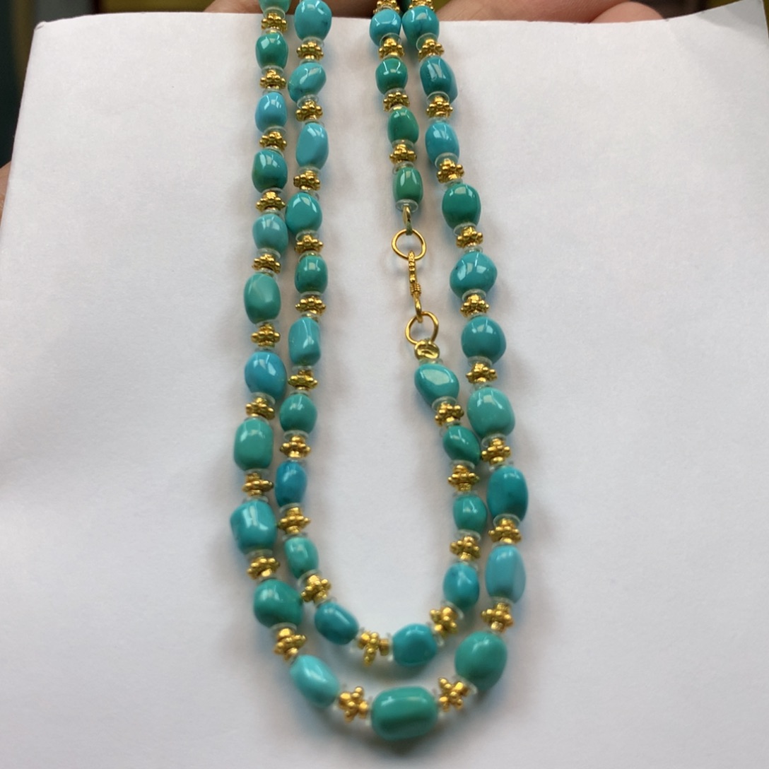 绿松石颈链银S925镶嵌