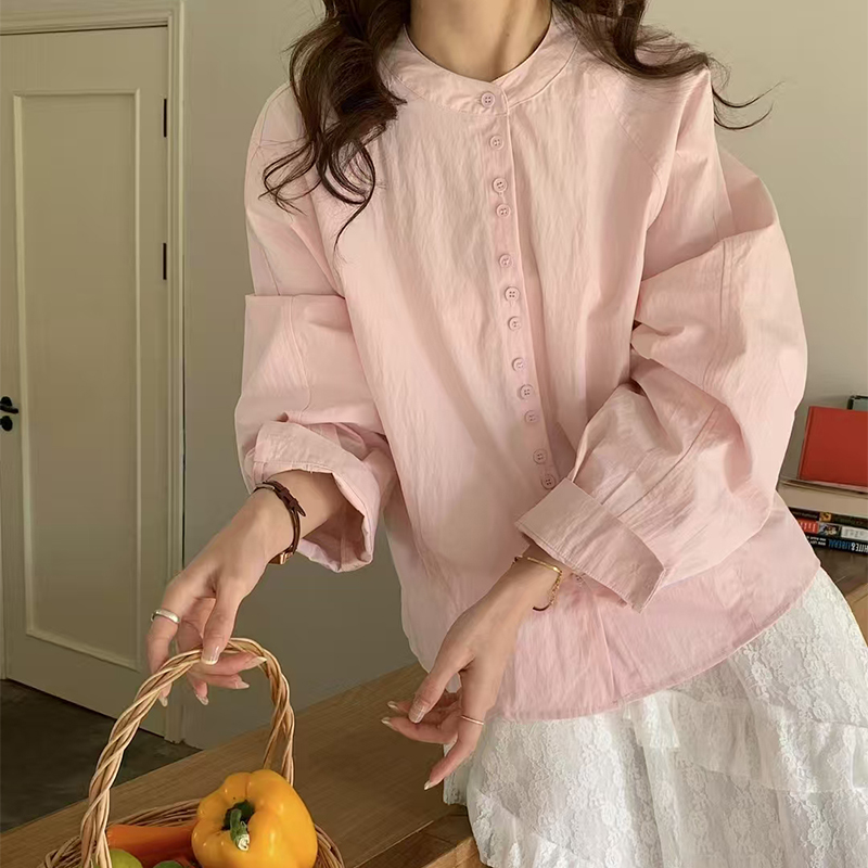 今年新款！！设计感气质减龄排扣圆领衬衫2025春季新款品牌女装