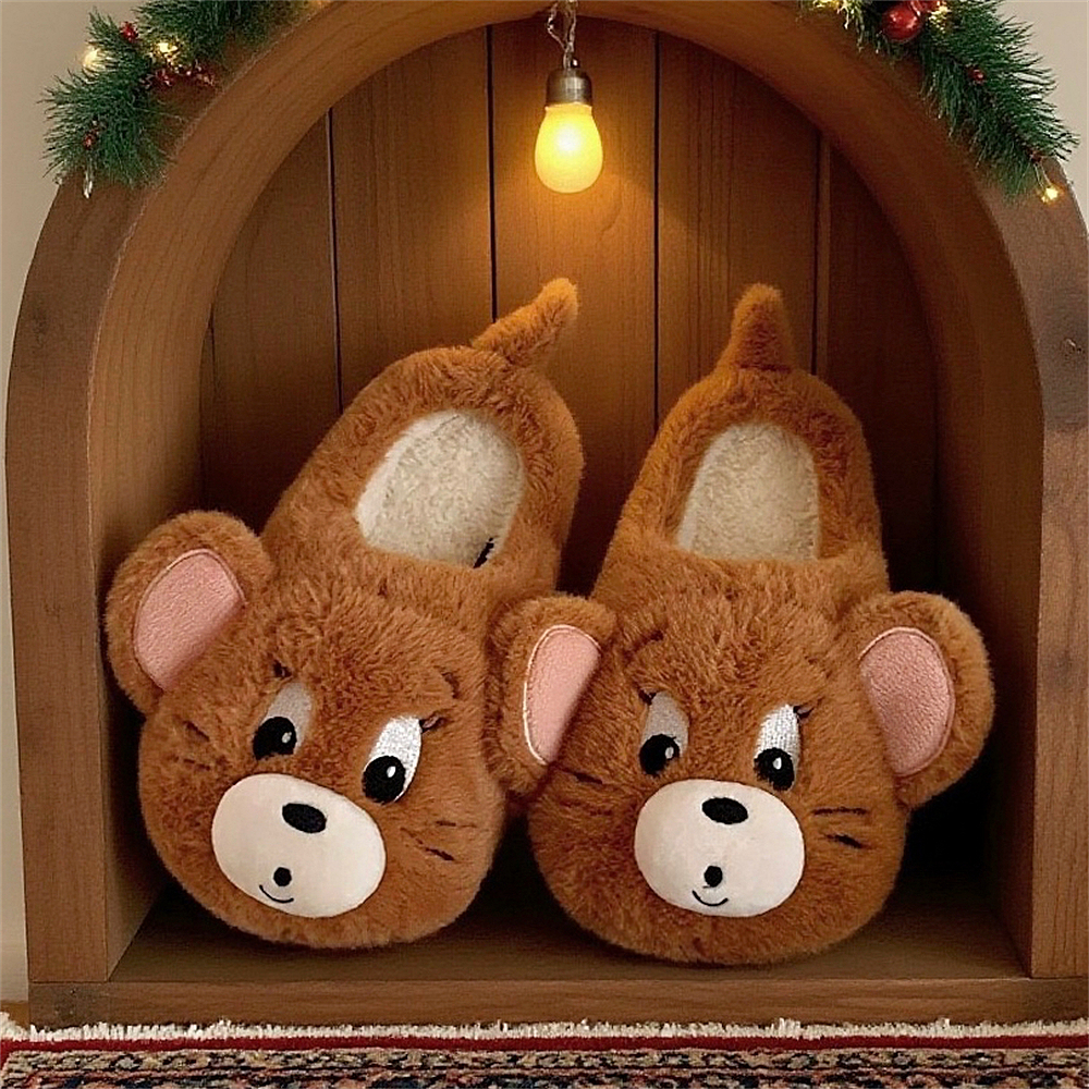 可爱情侣室内保暖毛毛鞋正版猫和老鼠汤姆猫杰利鼠学生棉拖鞋