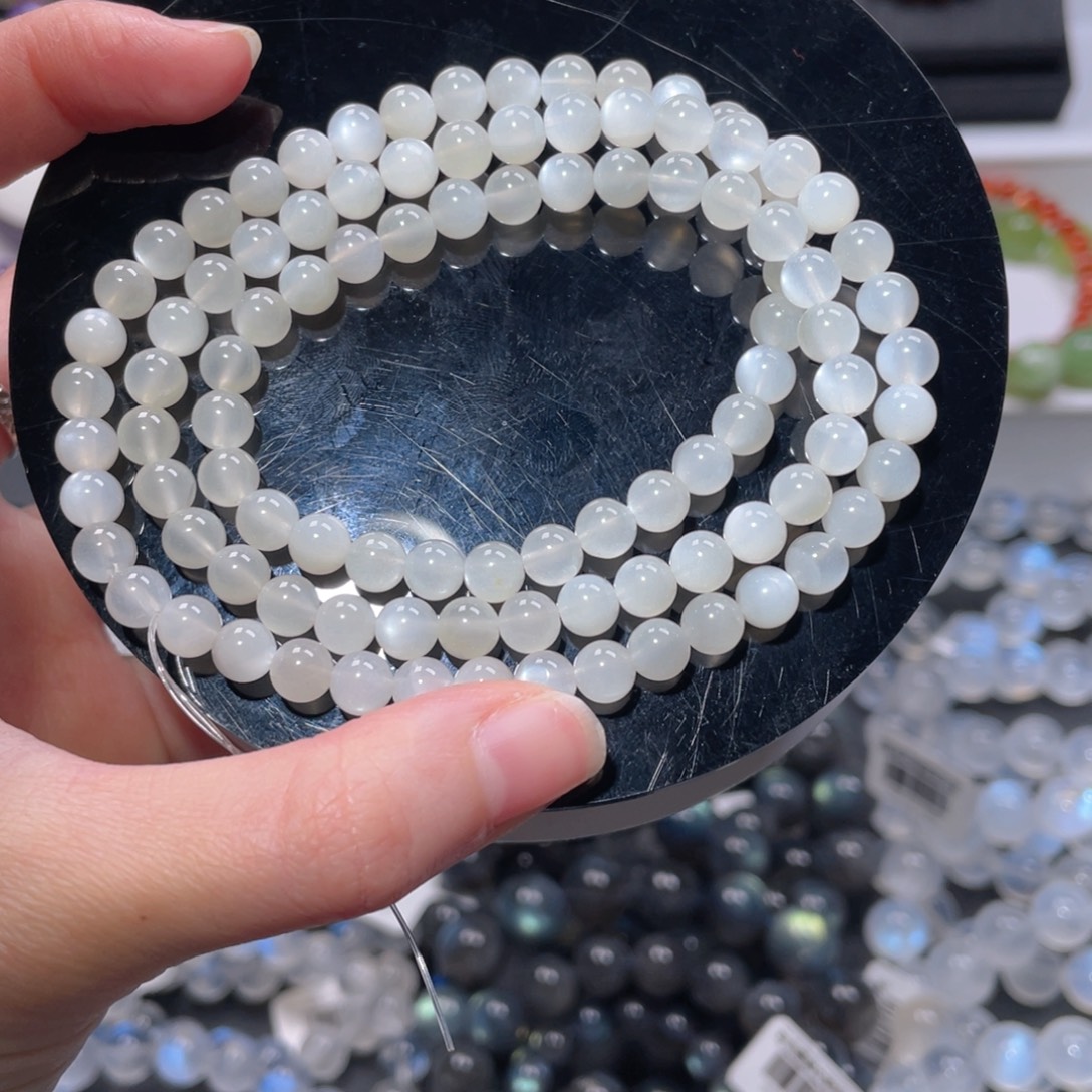 长石手链未镶嵌多圈白月光6mm