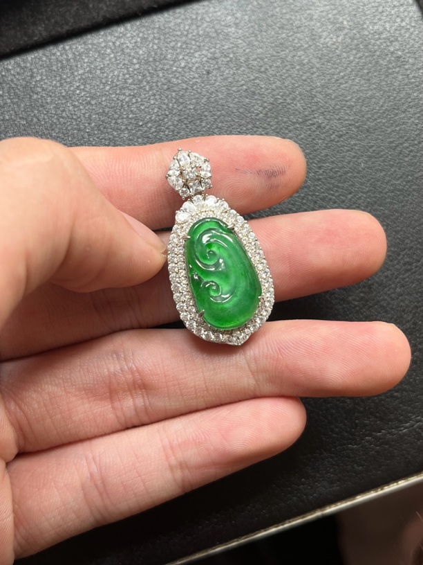 天然翡翠A货如意气质时尚精美百搭S925银