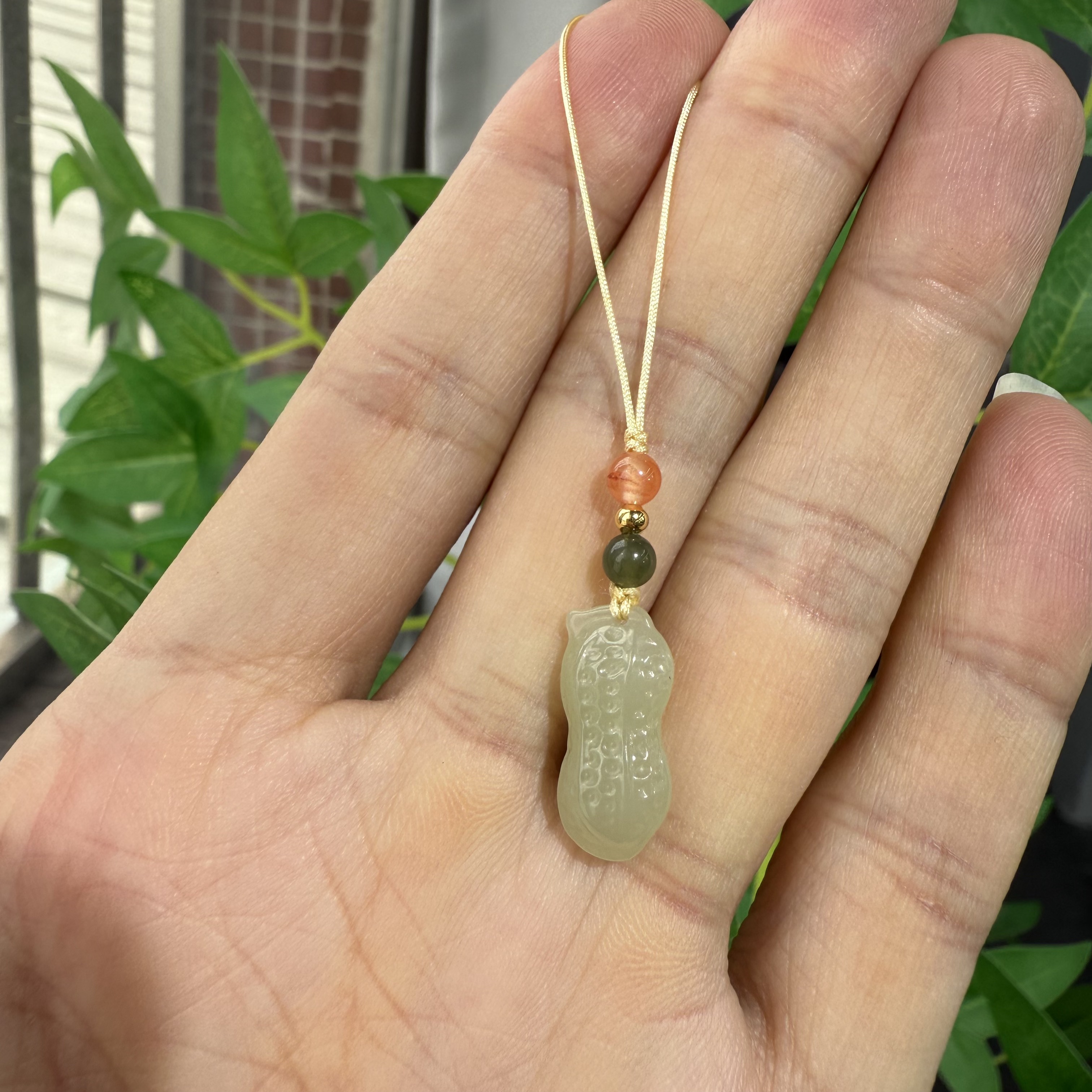 和田玉花生手机挂包包挂17*8mm  珠宝玉石  玉质温润细腻