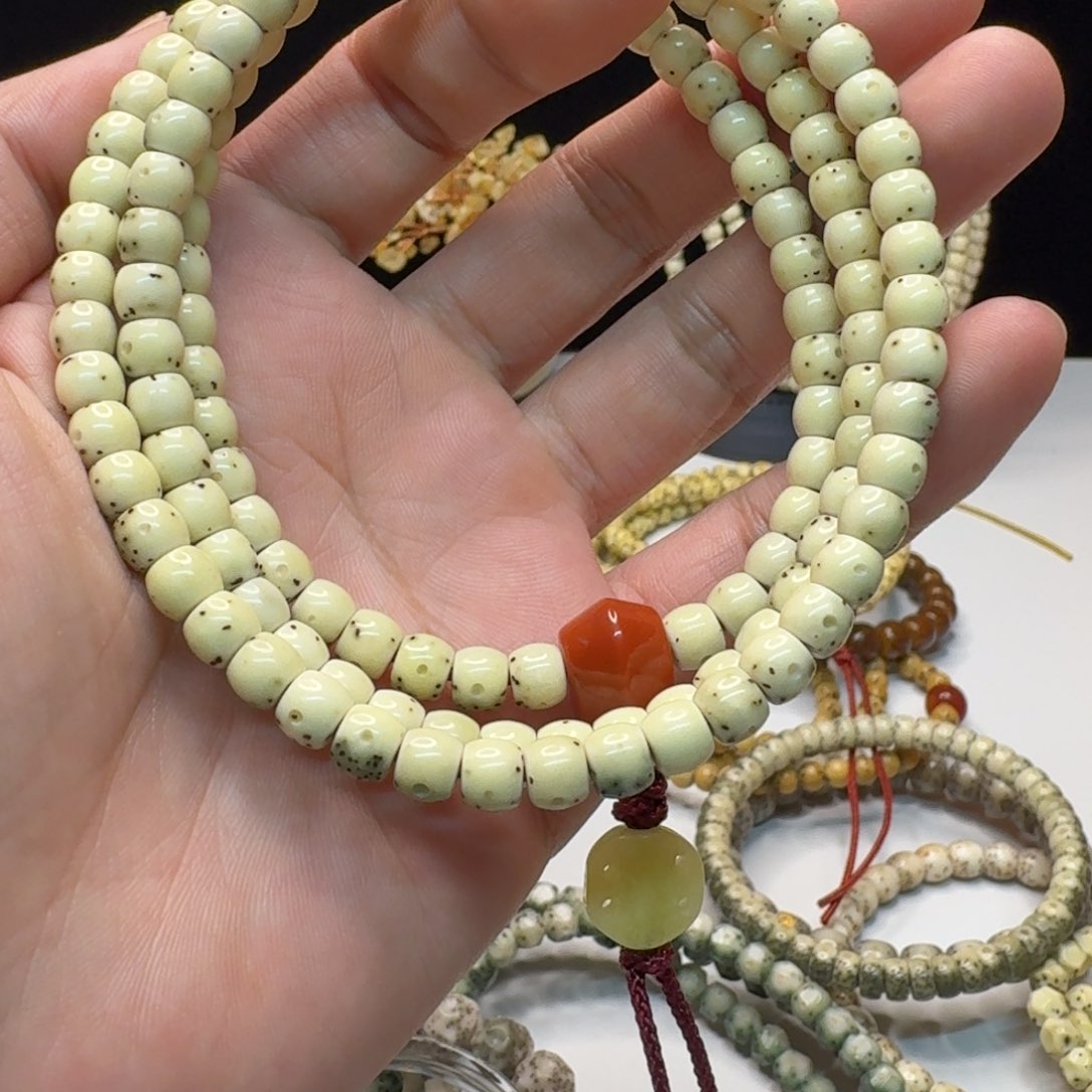 星月菩提手串寒*糯冰鼓珠108