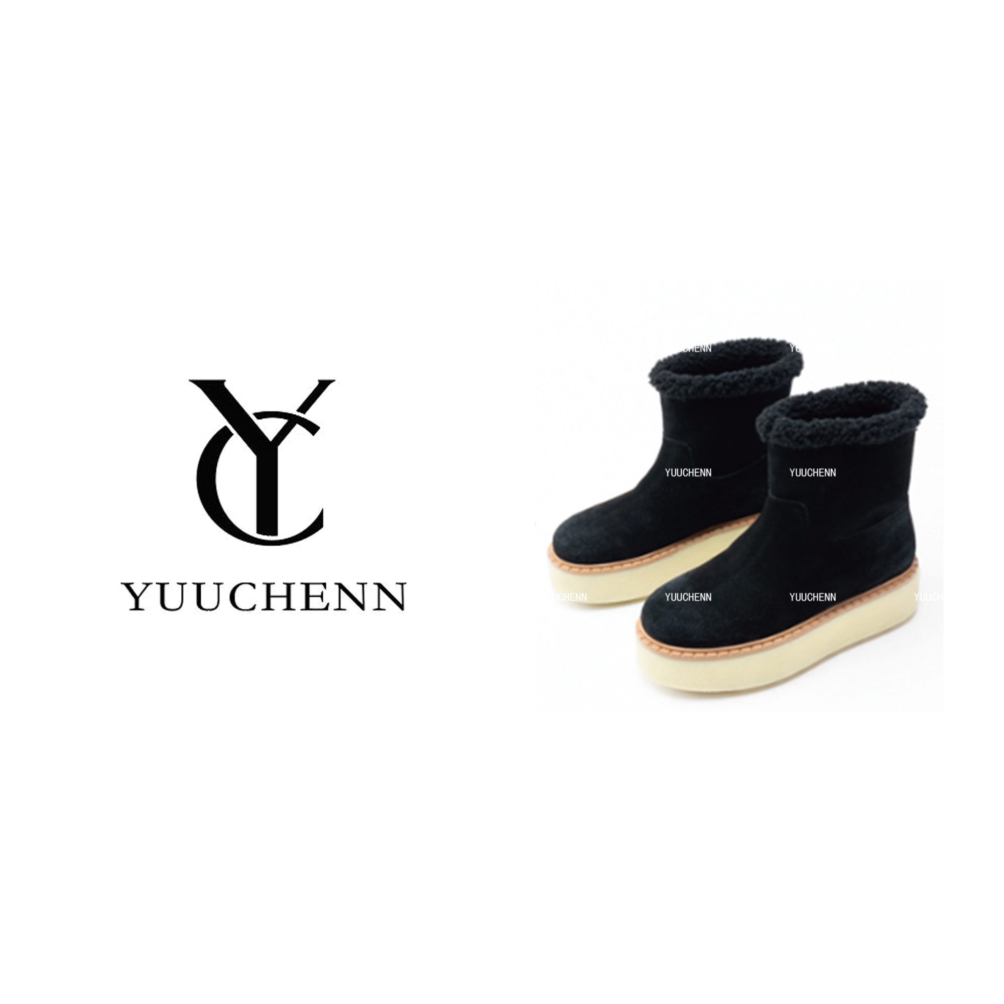 YUUCHENN“三角标”羊皮毛一体棉靴雪地靴冬季保暖CC2D2531