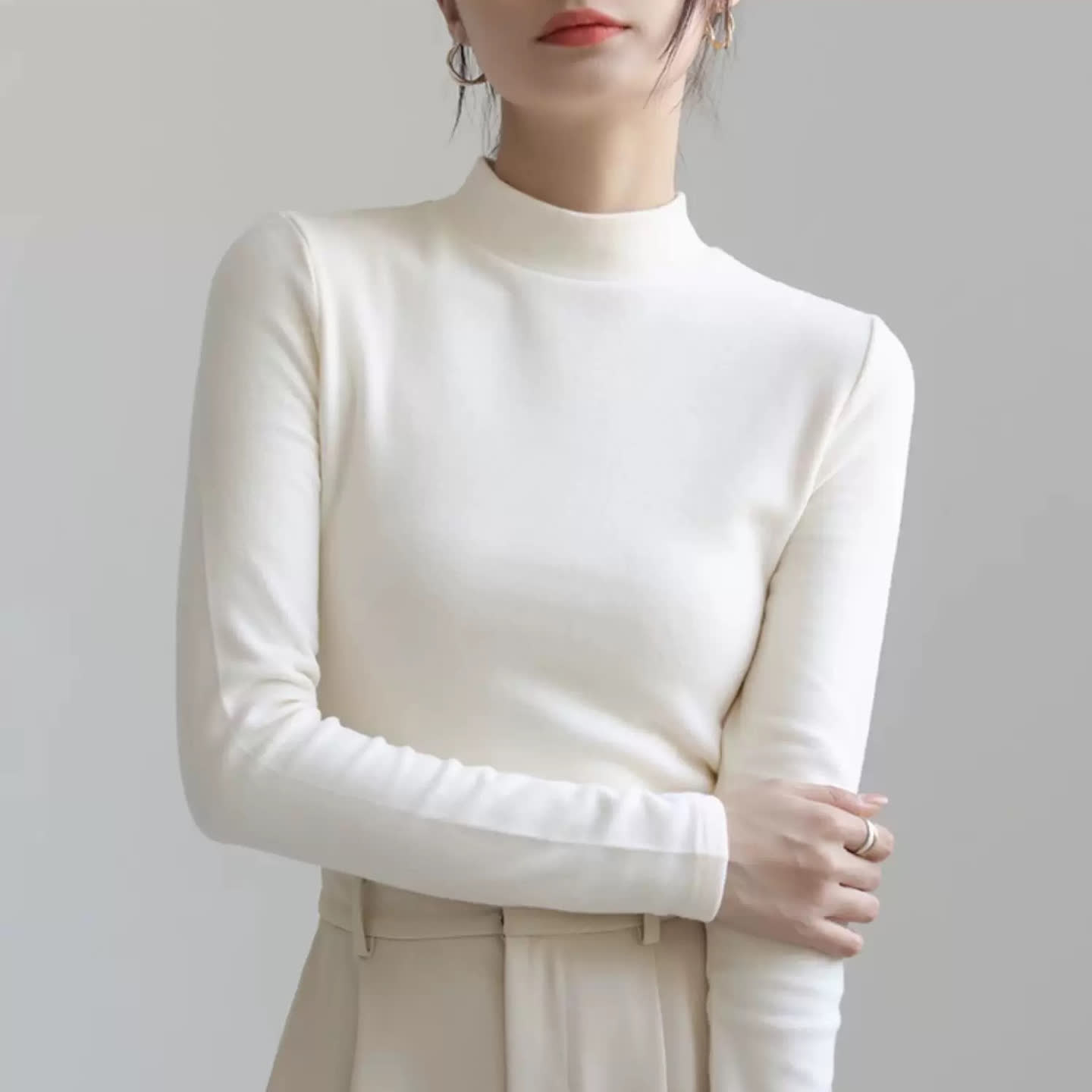 【达人专属】半高领秋冬季保暖亲肤t恤上衣德绒内搭打底衫#211