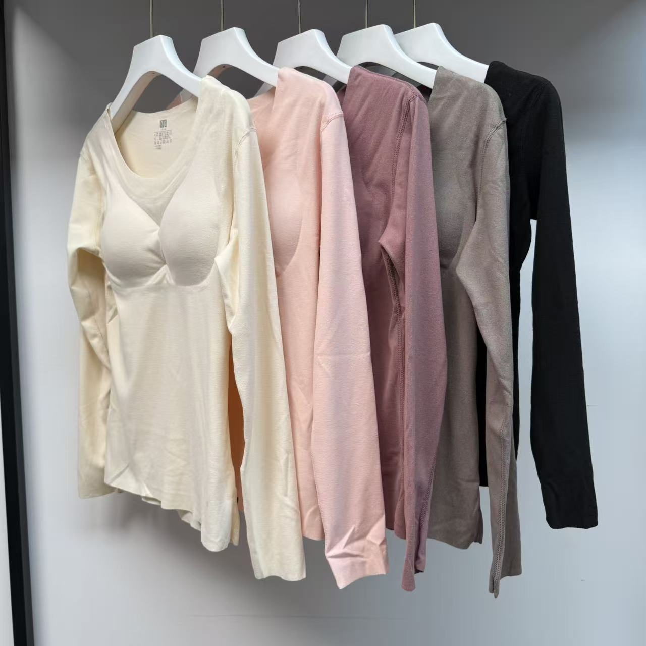 橙0996胸垫款，带桑蚕丝绵羊毛长袖打底衫