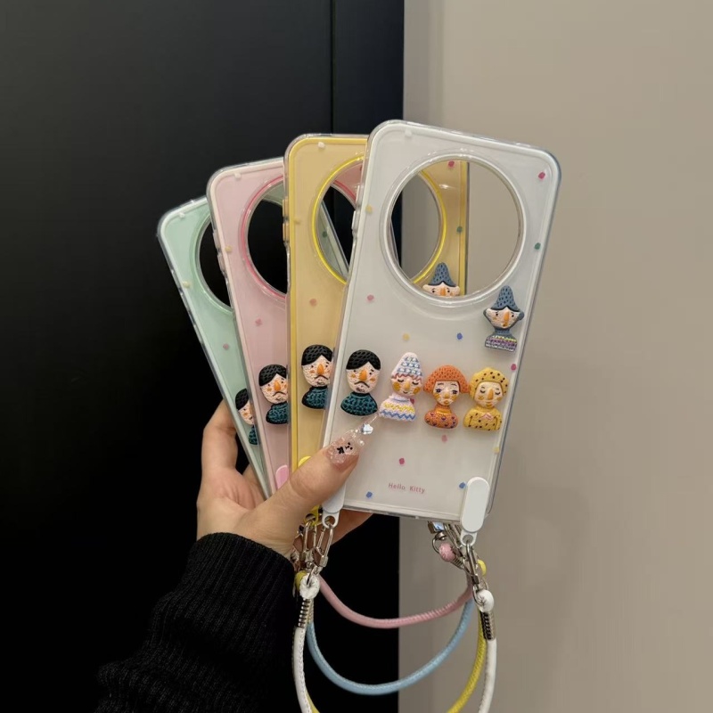 适用华为mate70pro手机壳苹果16pro韩系三合一可爱彩色波点薄荷绿