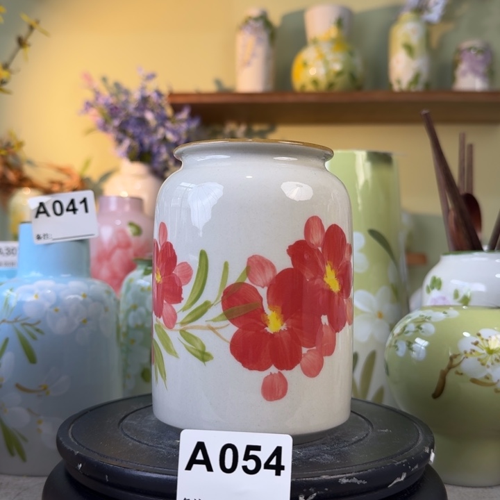 摆件景德镇陶瓷手绘花瓶摆件无孔