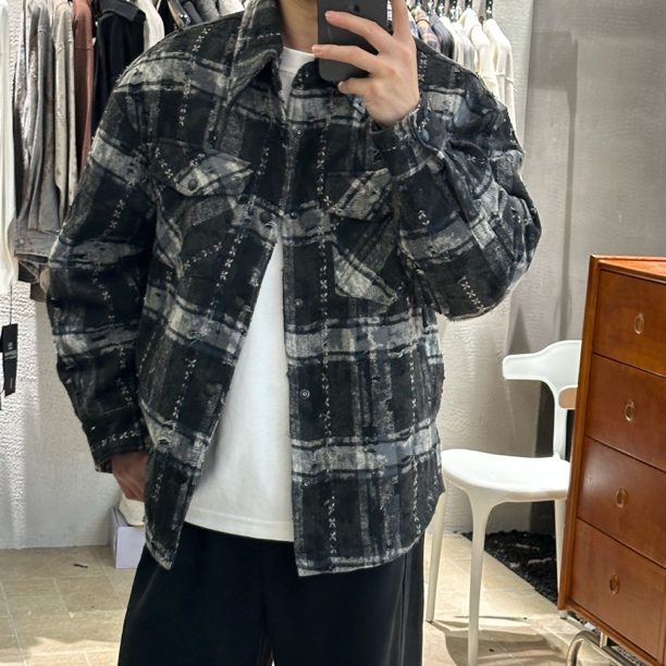Sufeng设计款破坏棉感拉毛潮款羽绒服5885