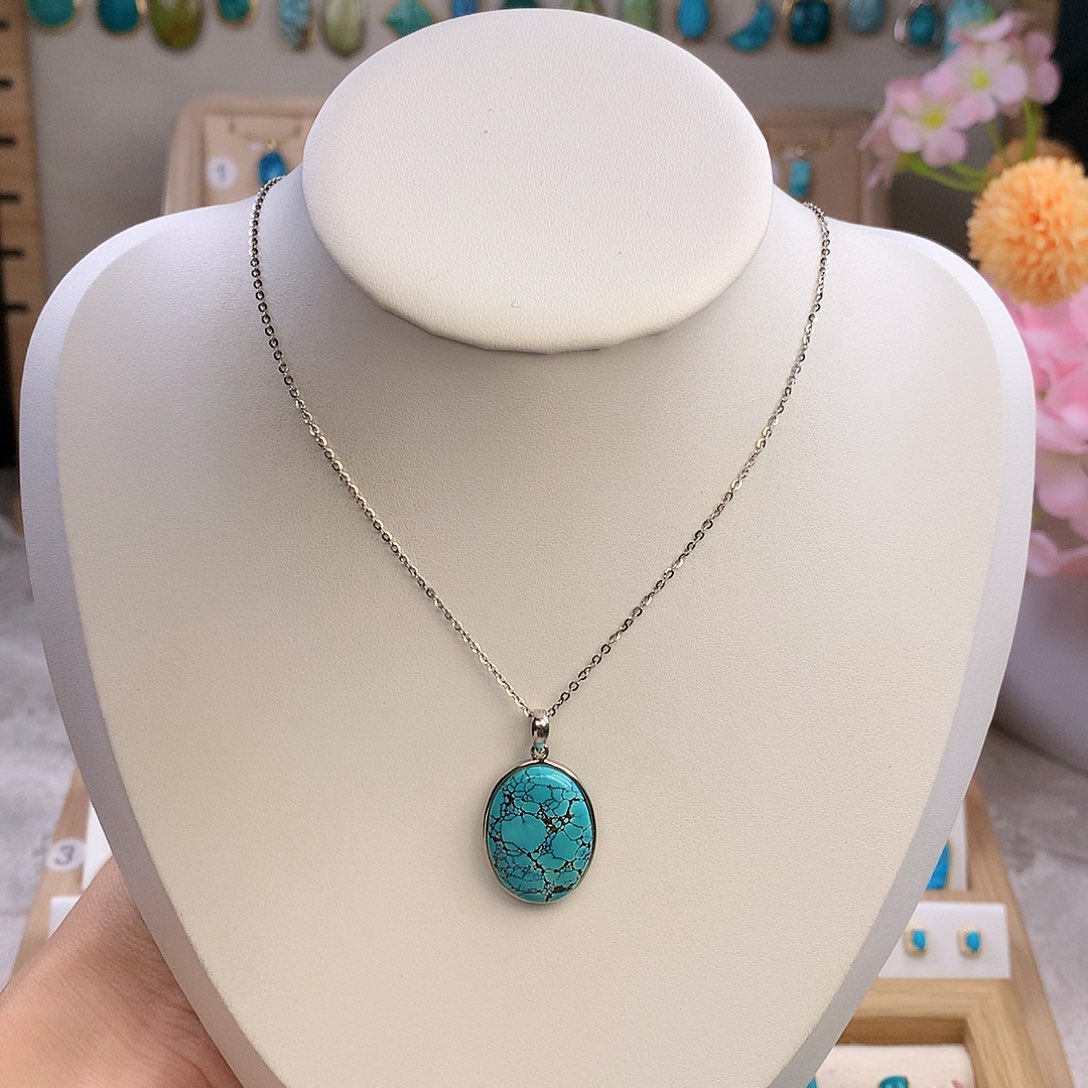 绿松石银S925镶嵌颈饰