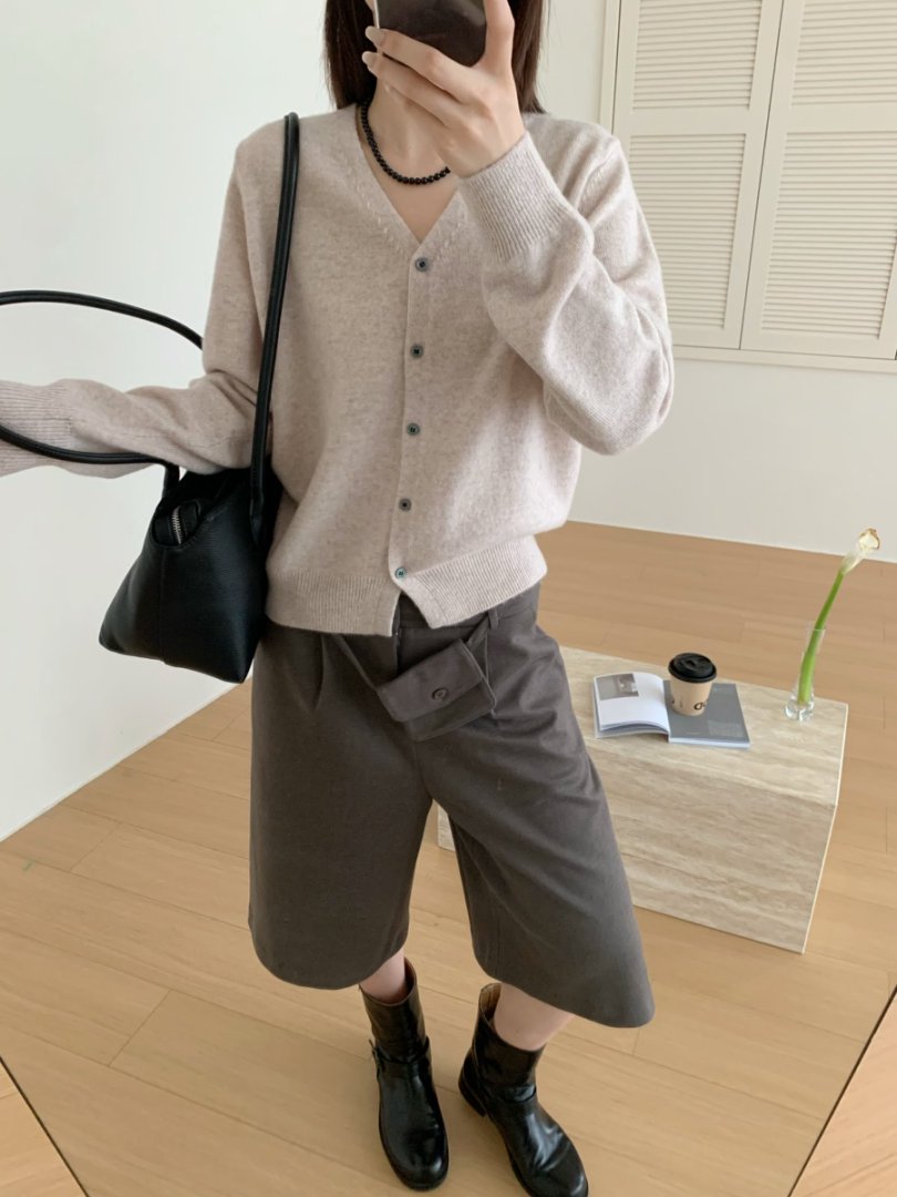 【素简.690112】秋冬新款全毛单排扣开衫洋气百搭女装上新羊毛衫